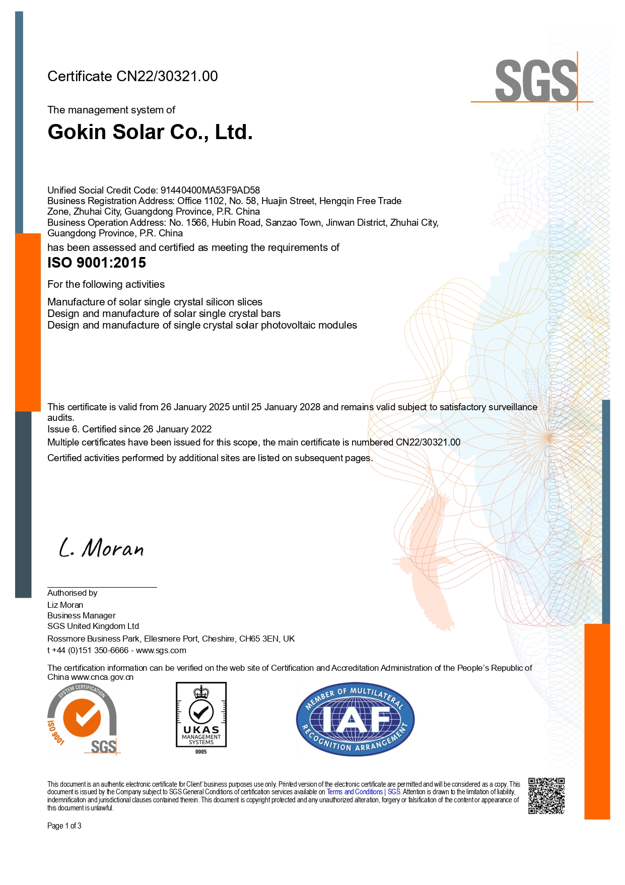 Gokin Corporation et Quatre Bases Industrielles 9001